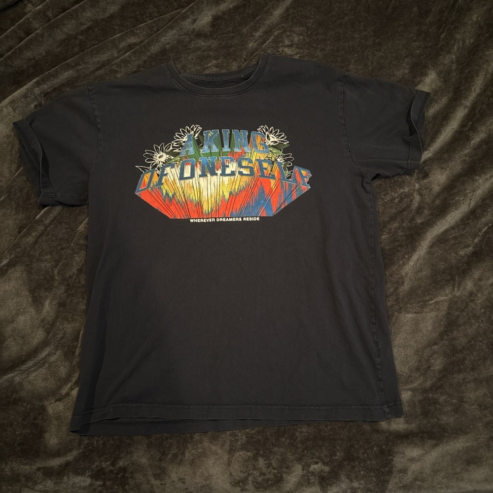 Black Graphic T-Shirt with Colorful Design